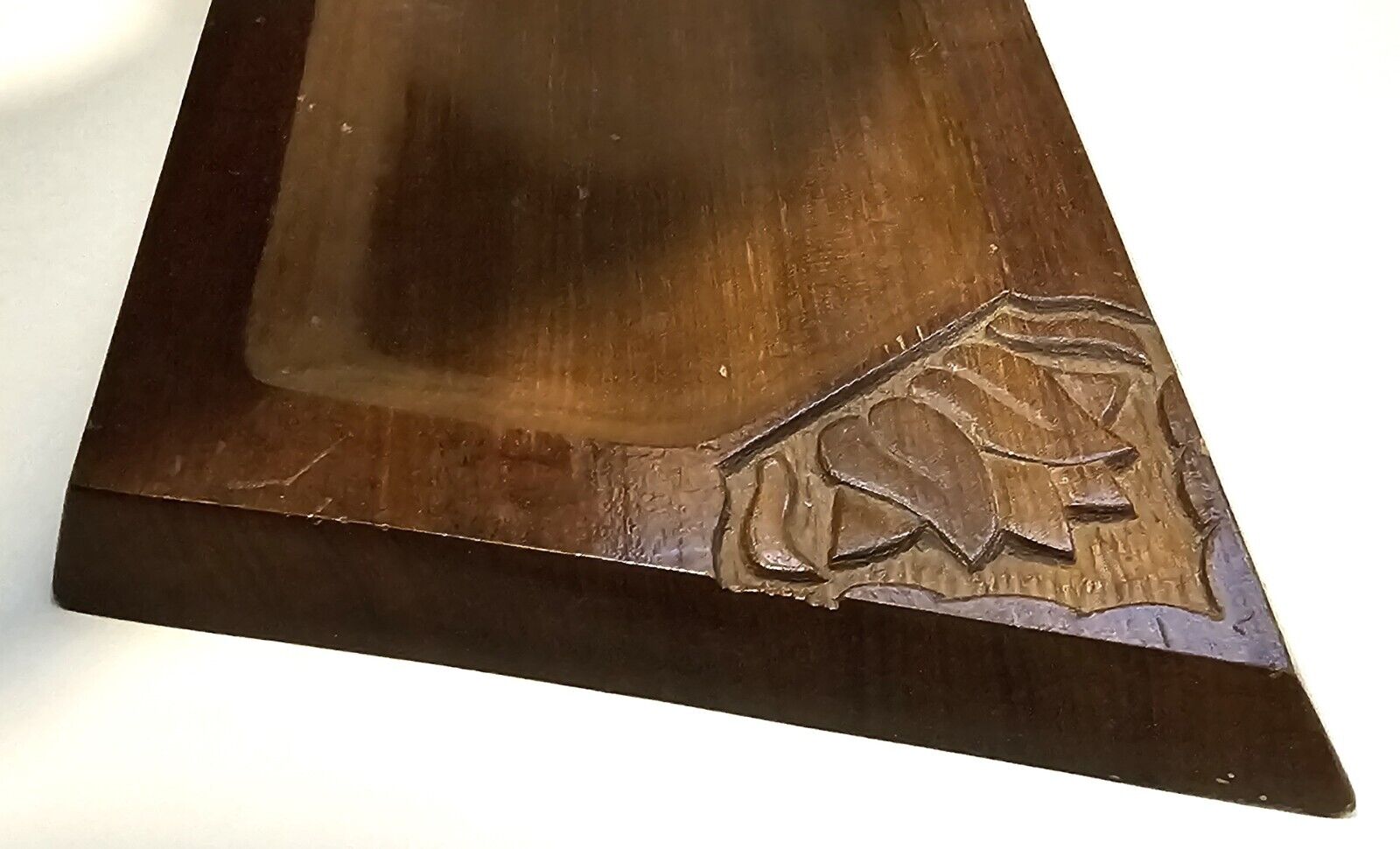 1886 Antique Carved Wood Serving Tray