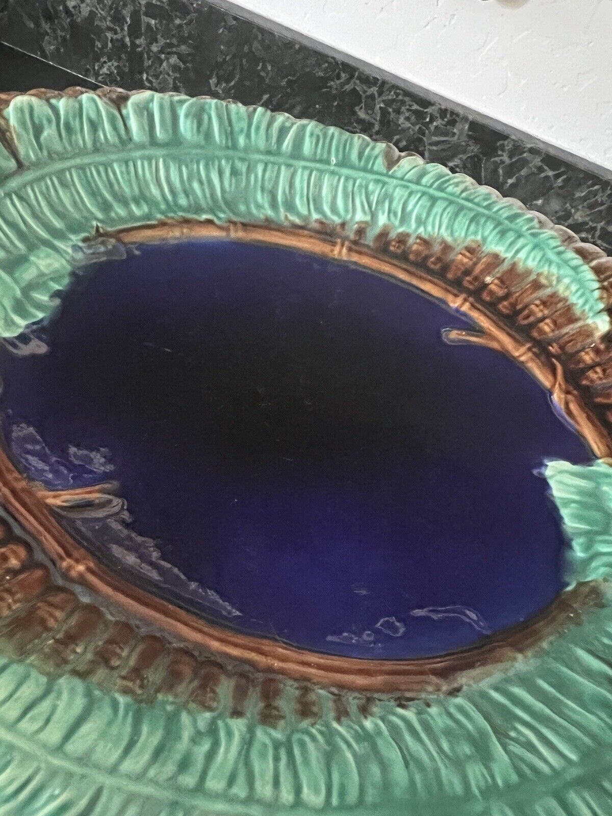 C1800s Majolica Pottery Long Tray Plate