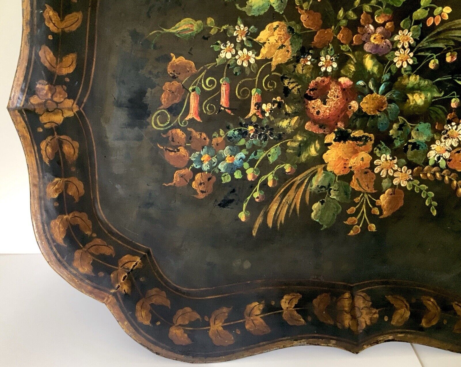 19th Century French Hand-Painted Tole Tray