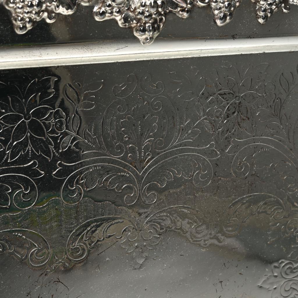 Art Nouveau Silverplate Footed Grape Tray 19th Century