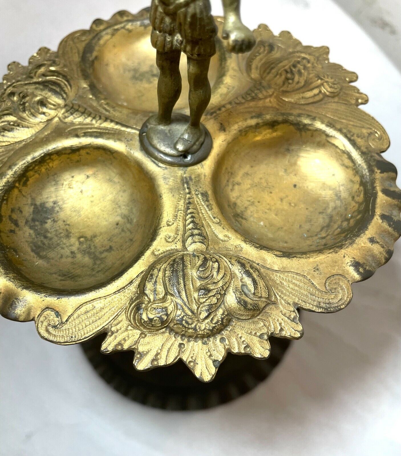 1800s Ornate Brass Bronze Jewelry Tray Dish