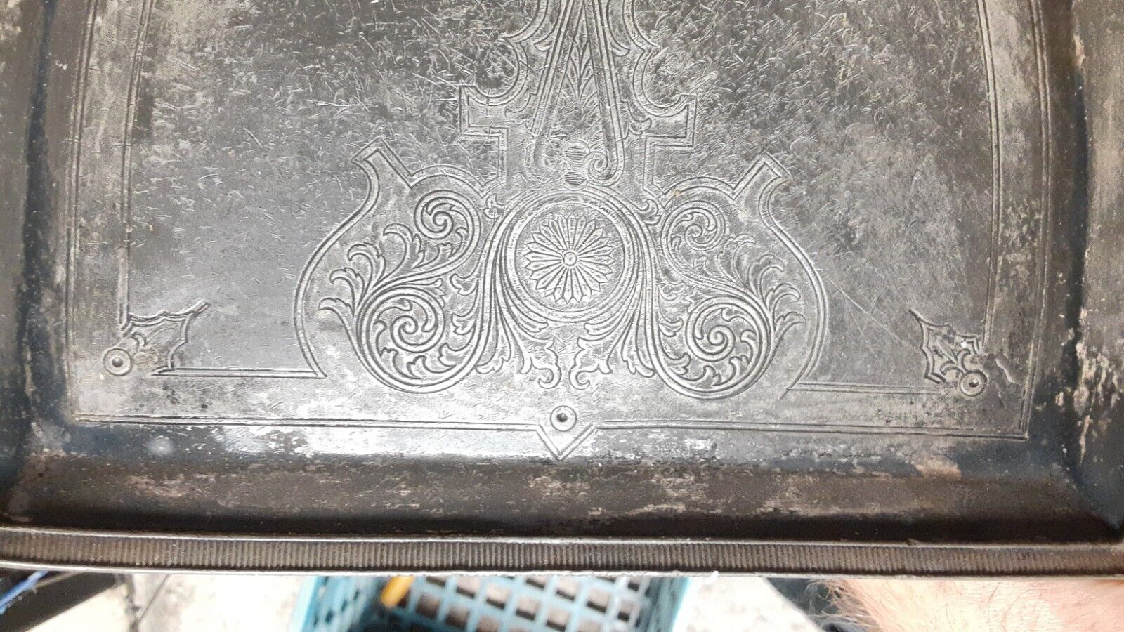 Engraved 1800s Meriden Co Metal Tray