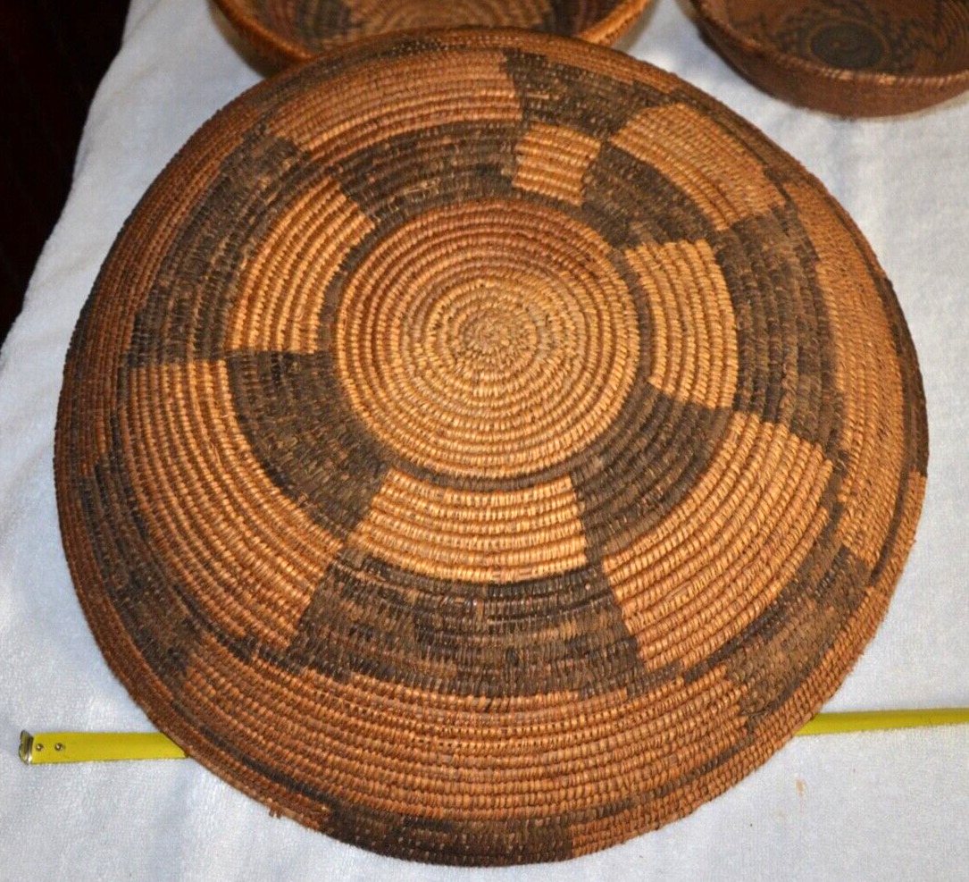 Antique Late 1800s Apache Geometric Basket Tray