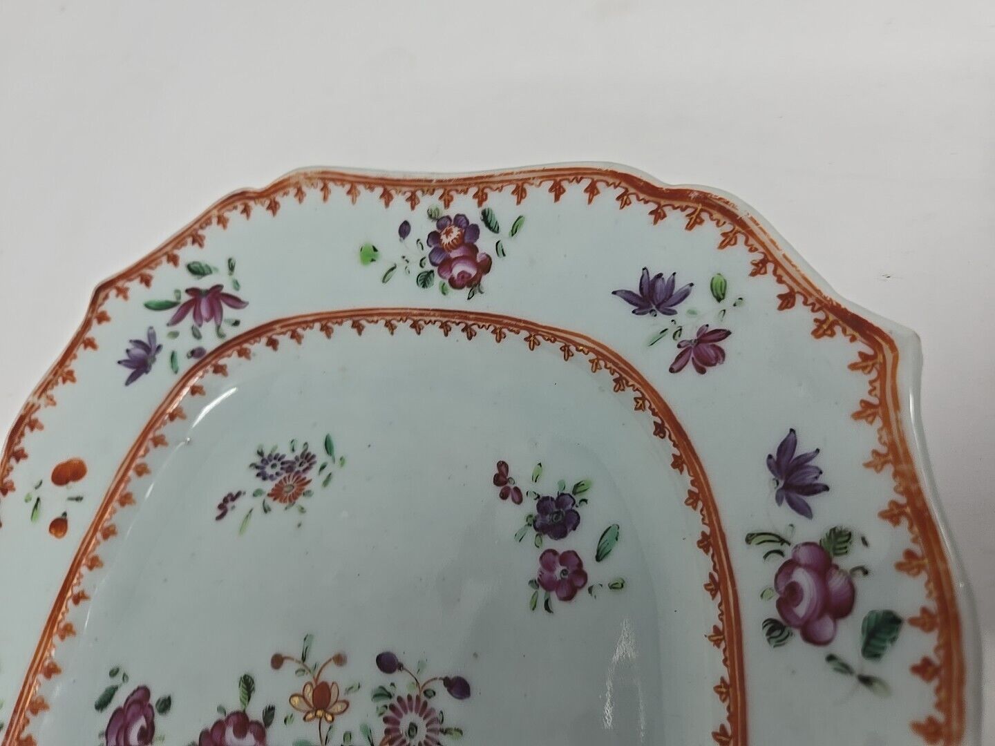 19th Century Chinese Floral Export Tray, 10"x7.5