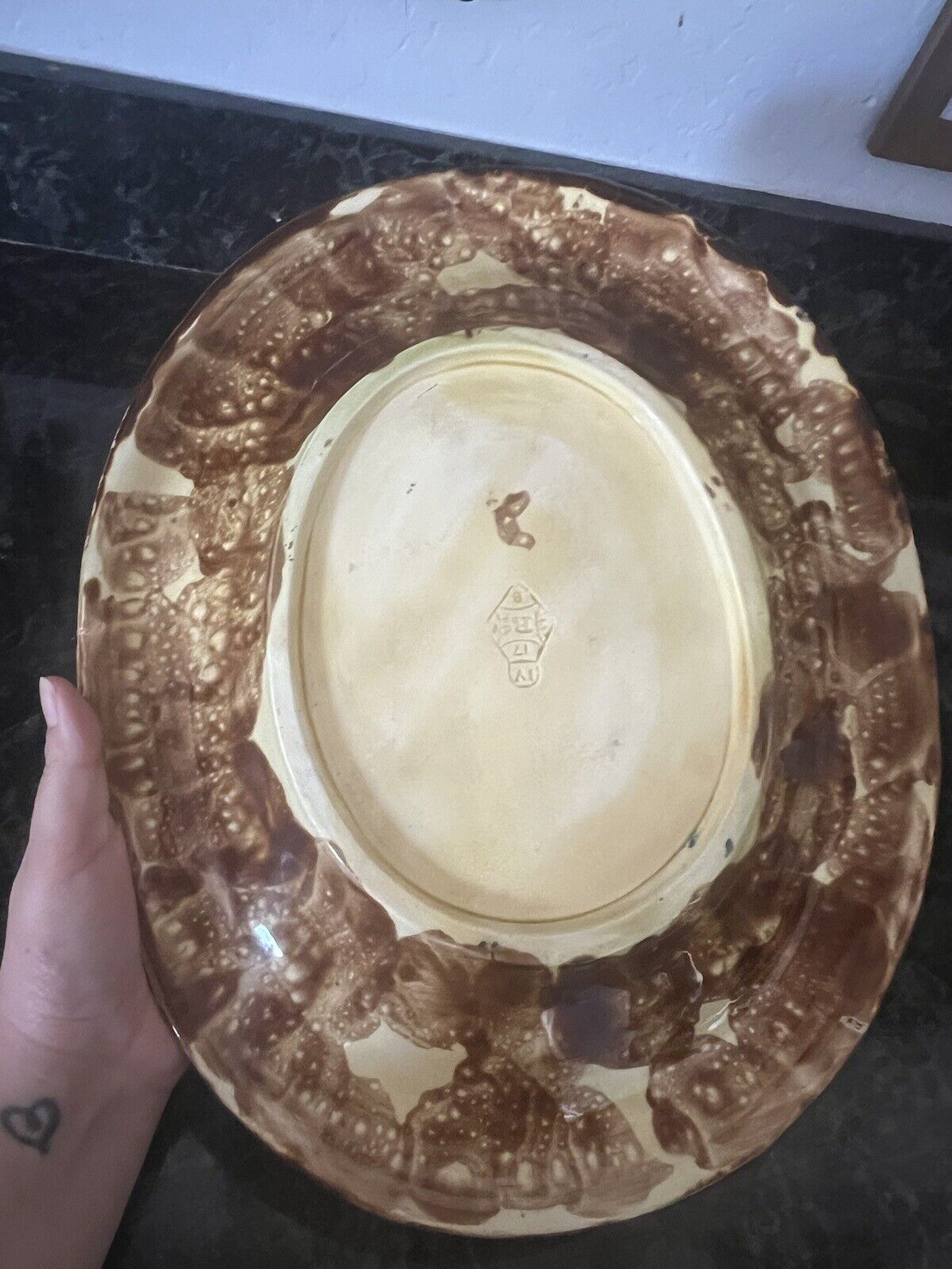 C1800s Majolica Pottery Long Tray Plate