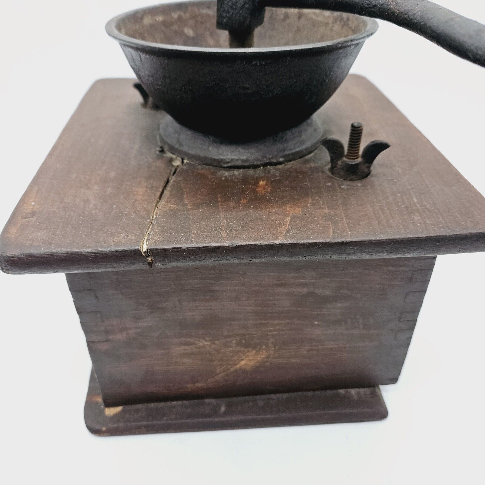 1800s Antique Dovetail Wood Coffee Grinder