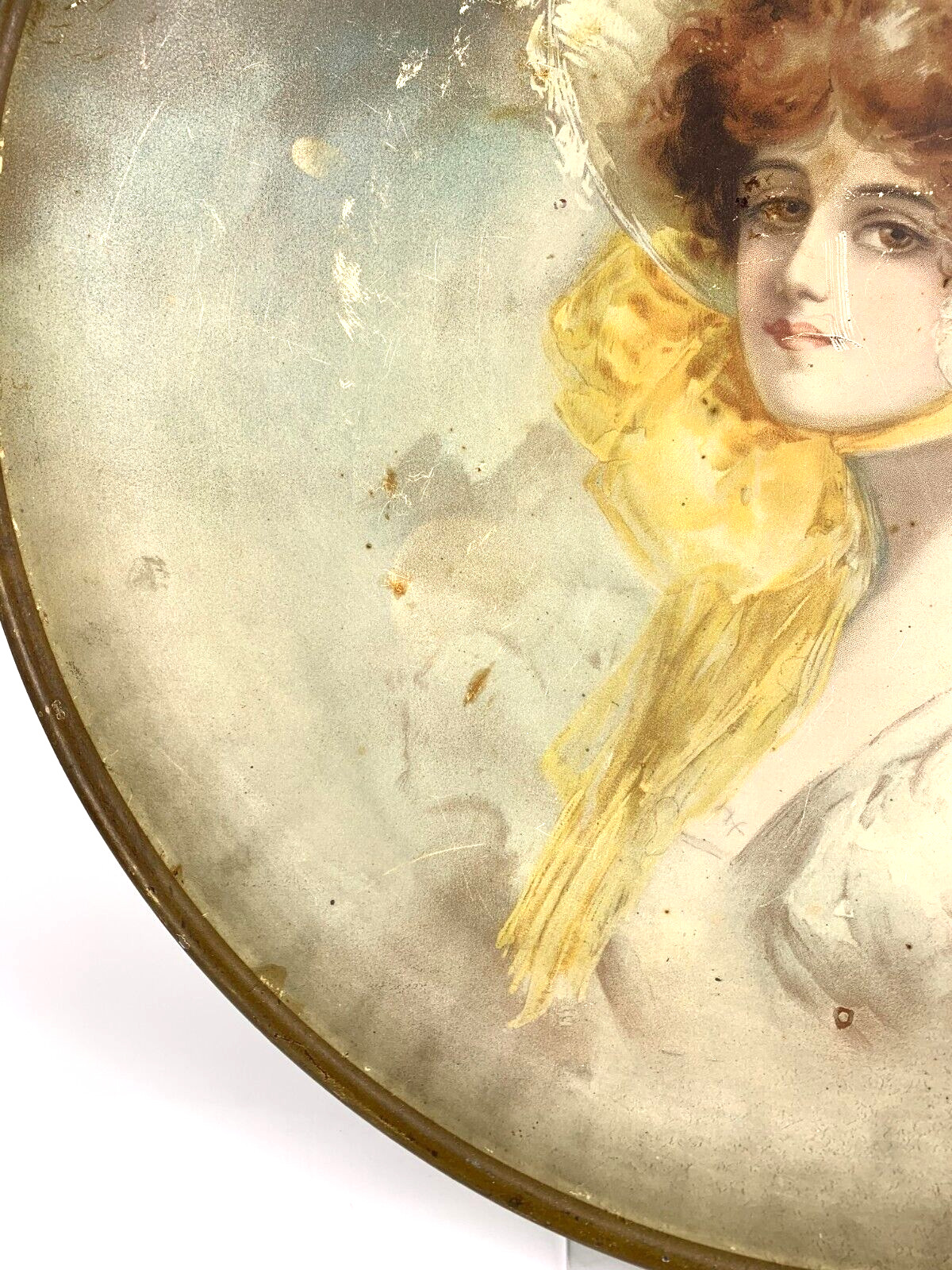Vintage Beer Serving Tray Featuring Bonneted Woman