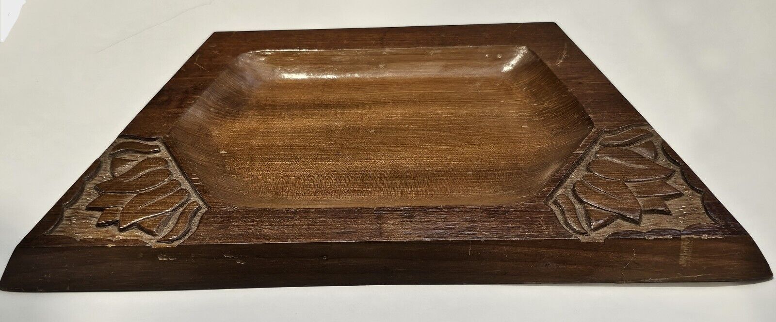 1886 Antique Carved Wood Serving Tray