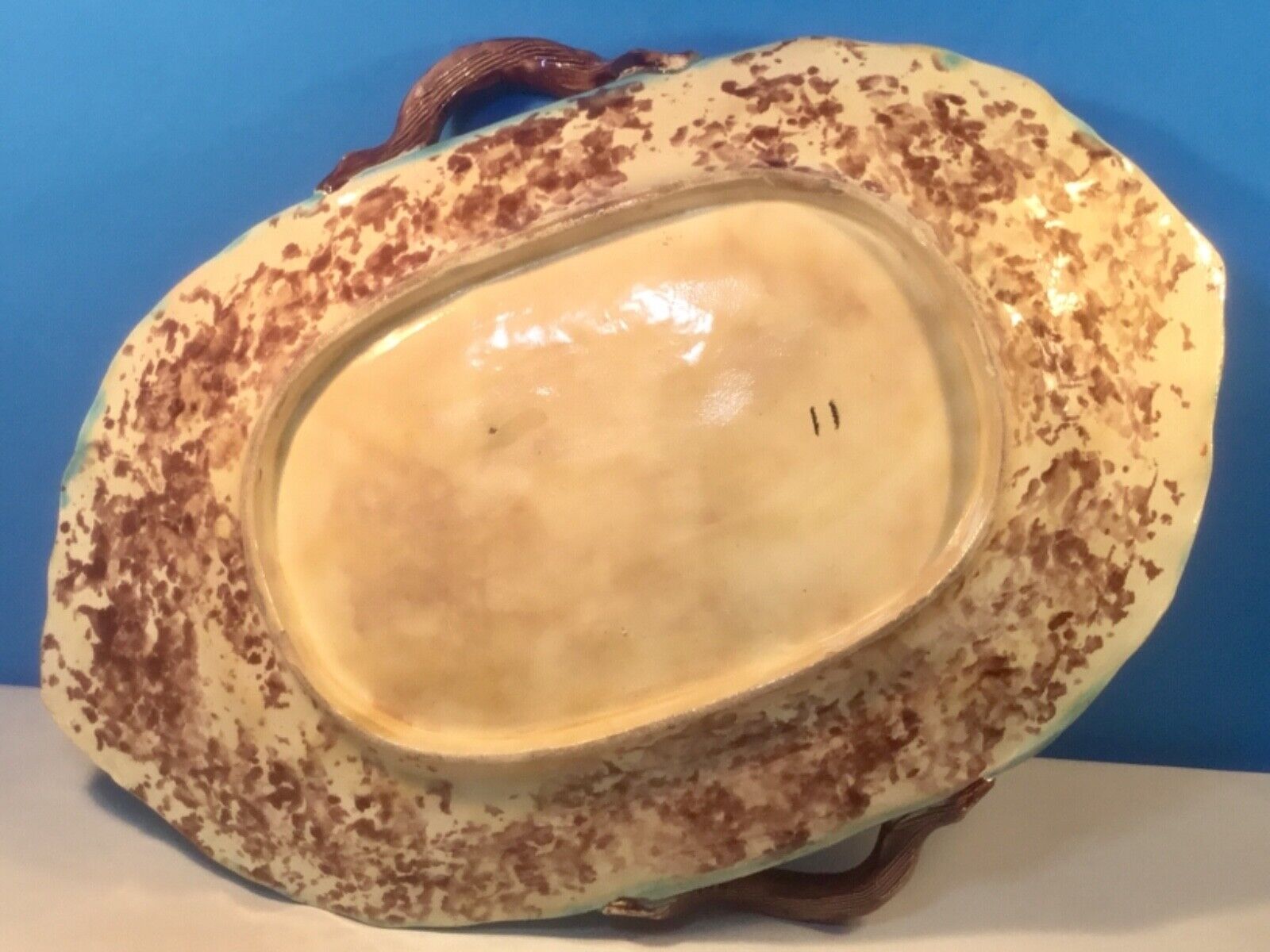 Majolica Fruit Platter Basket Tray, c. 1800s
