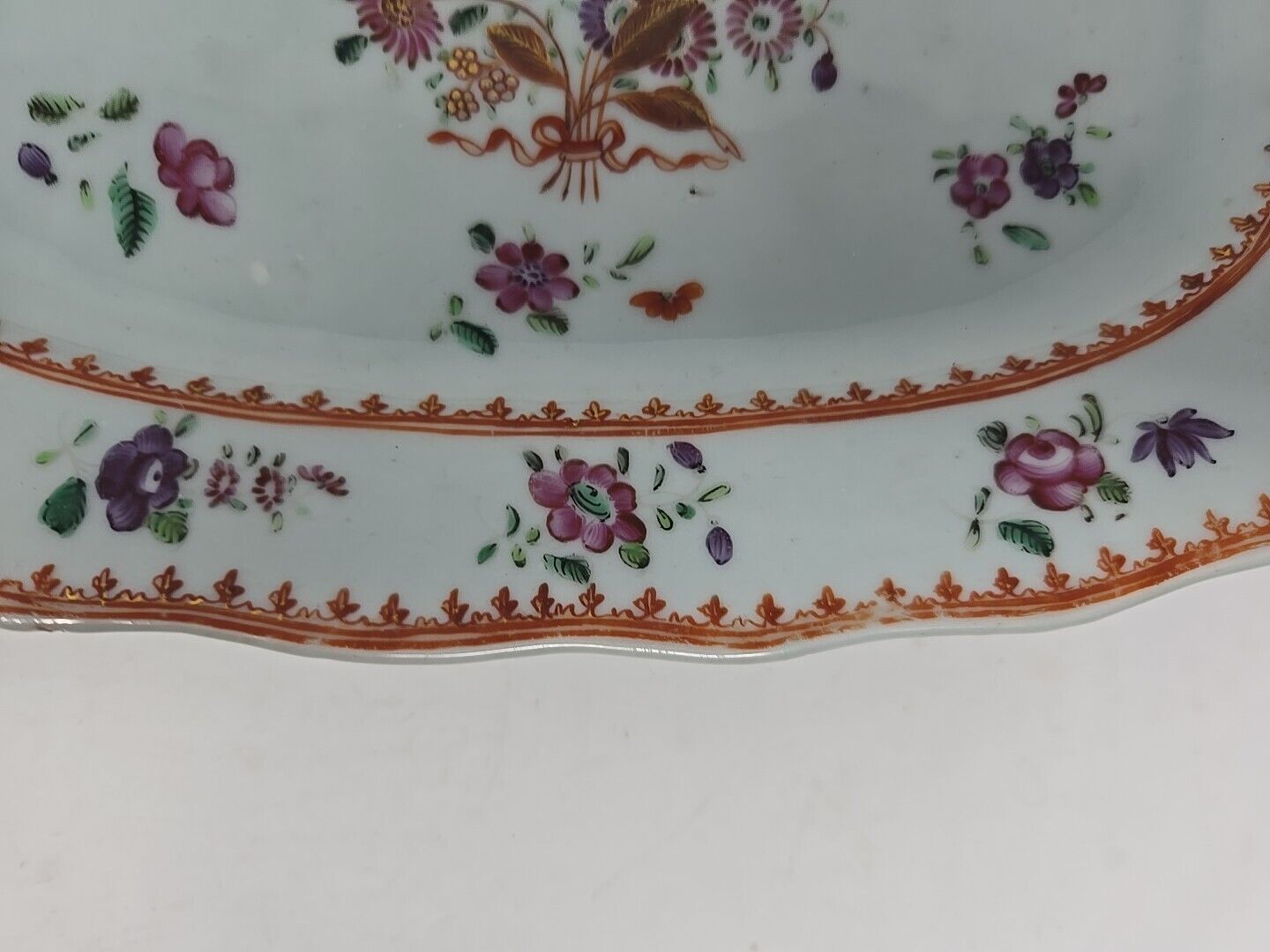 19th Century Chinese Floral Export Tray, 10"x7.5
