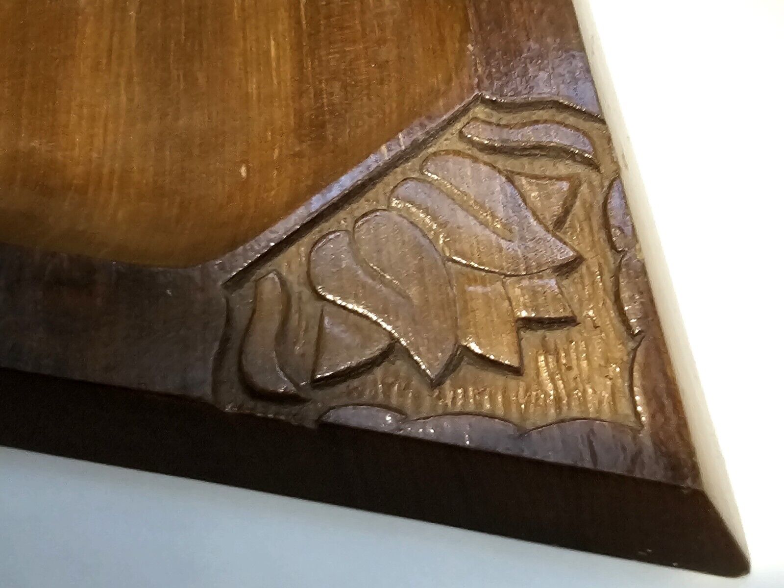1886 Antique Carved Wood Serving Tray