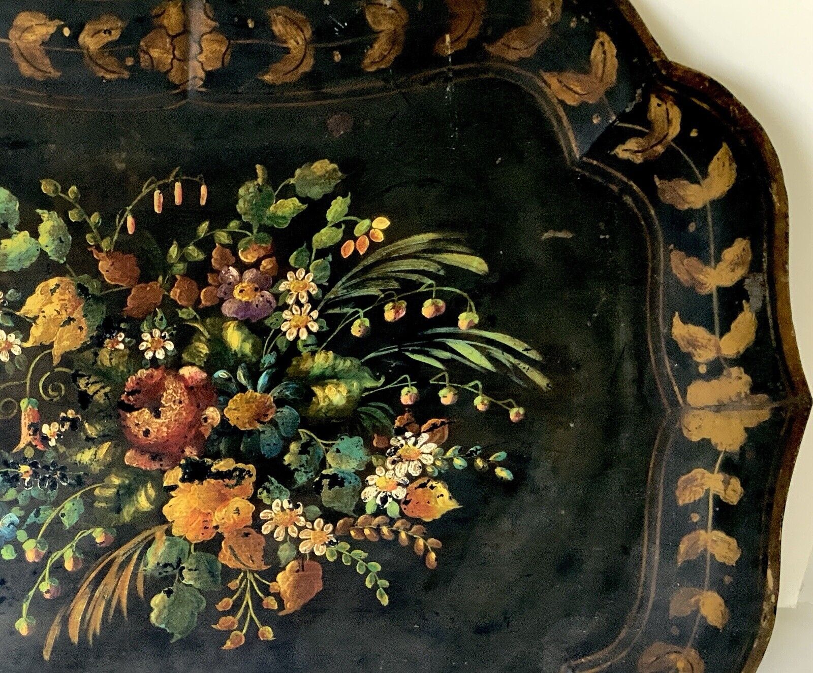 19th Century French Hand-Painted Tole Tray
