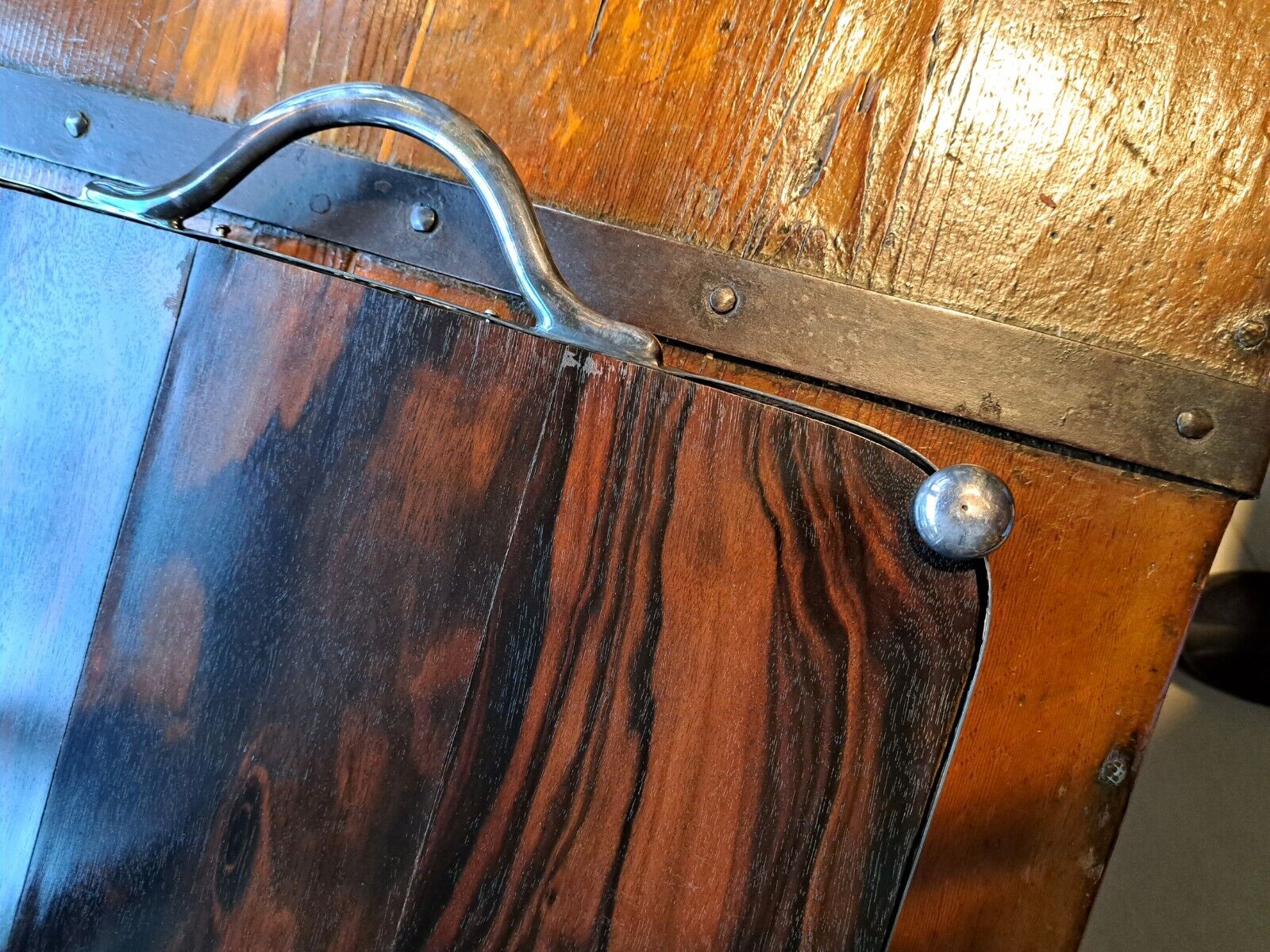 19th Century Mahogany & Silver Large Tea Tray