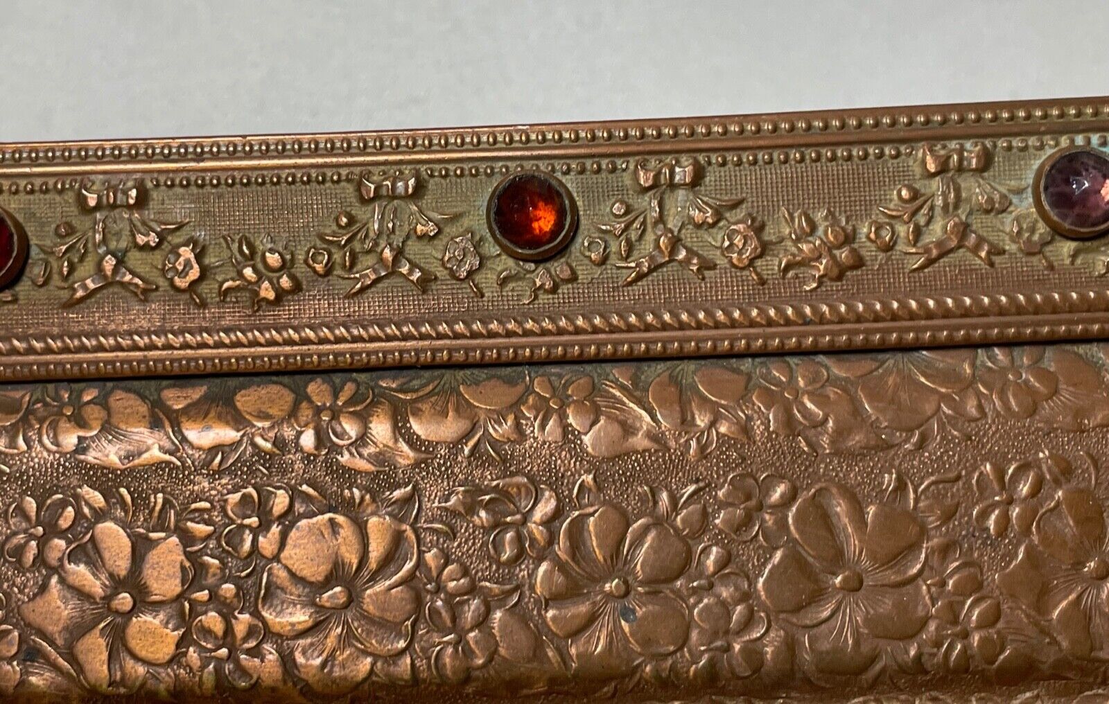 Victorian Jeweled Bronze Dresser Tray, 1800s