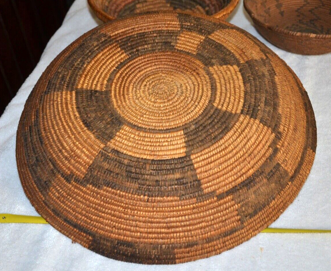 Antique Late 1800s Apache Geometric Basket Tray