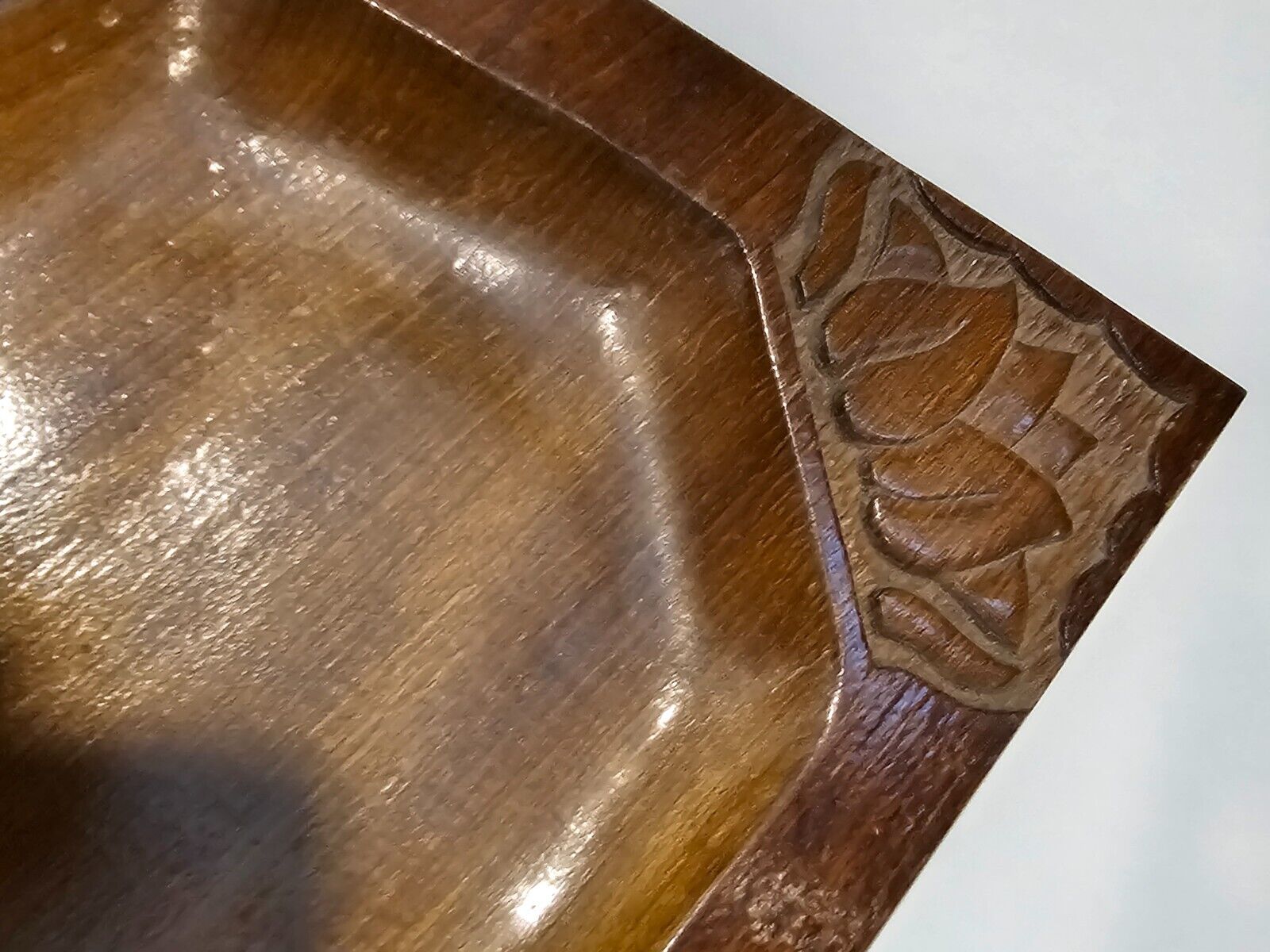 1886 Antique Carved Wood Serving Tray