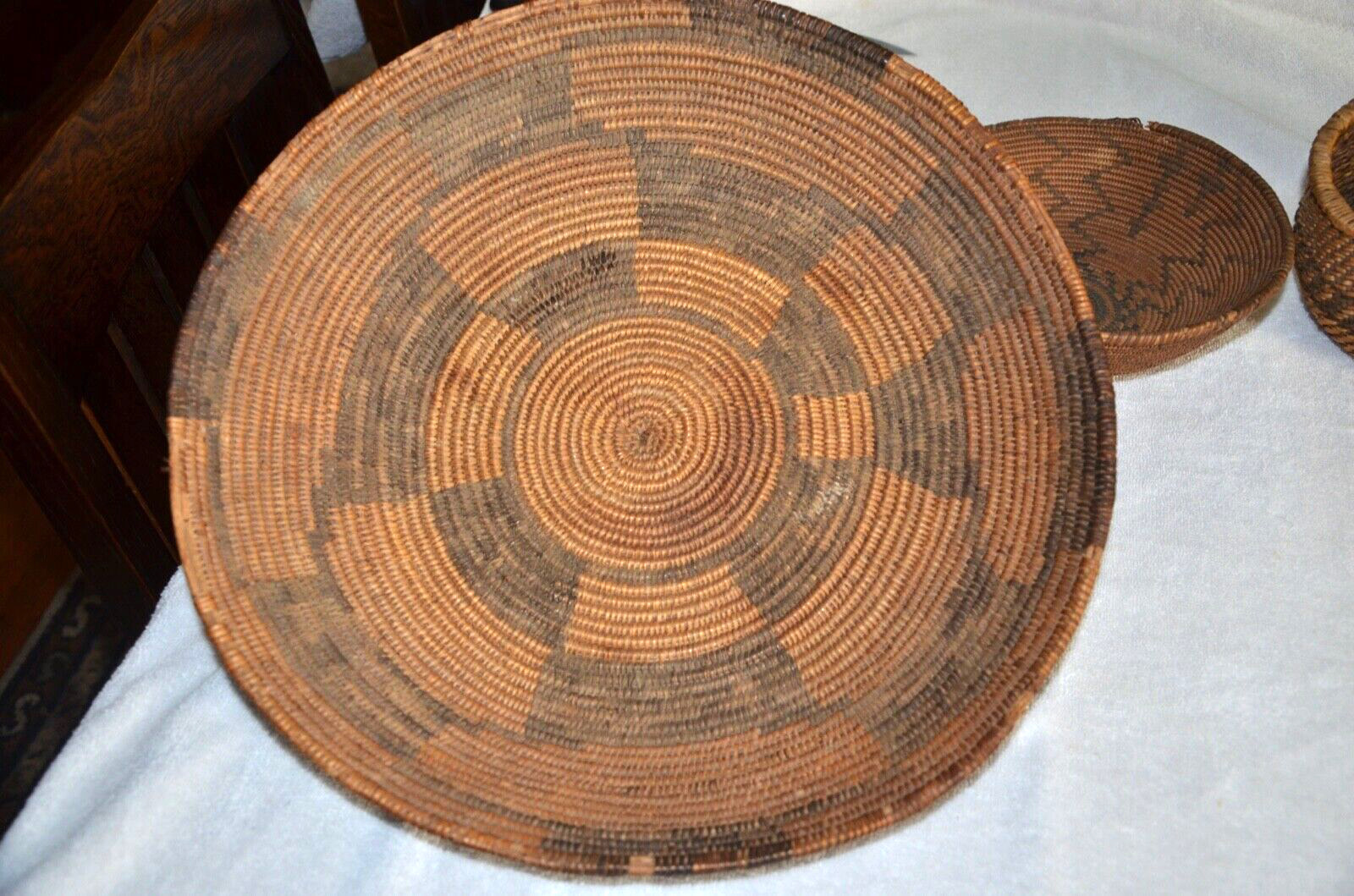 Antique Late 1800s Apache Geometric Basket Tray