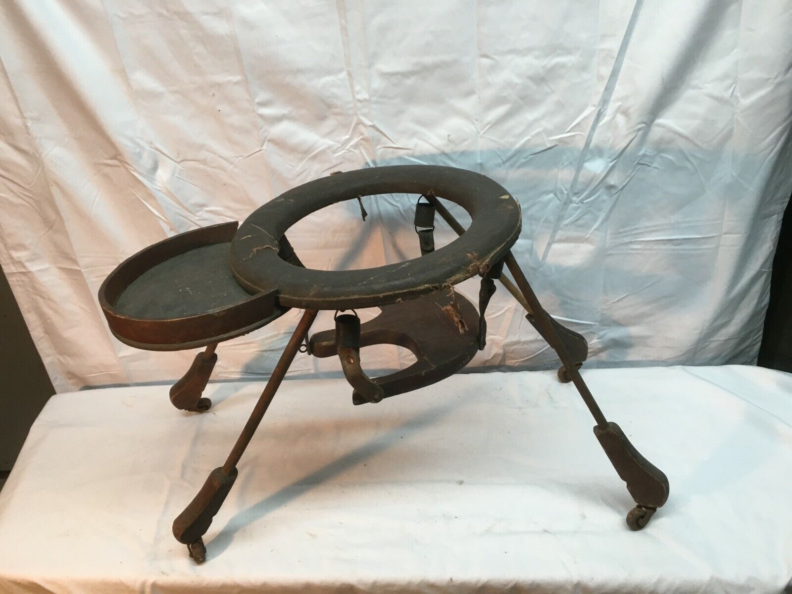 Antique 1800s Wooden Child's Jumper Seat with Tray