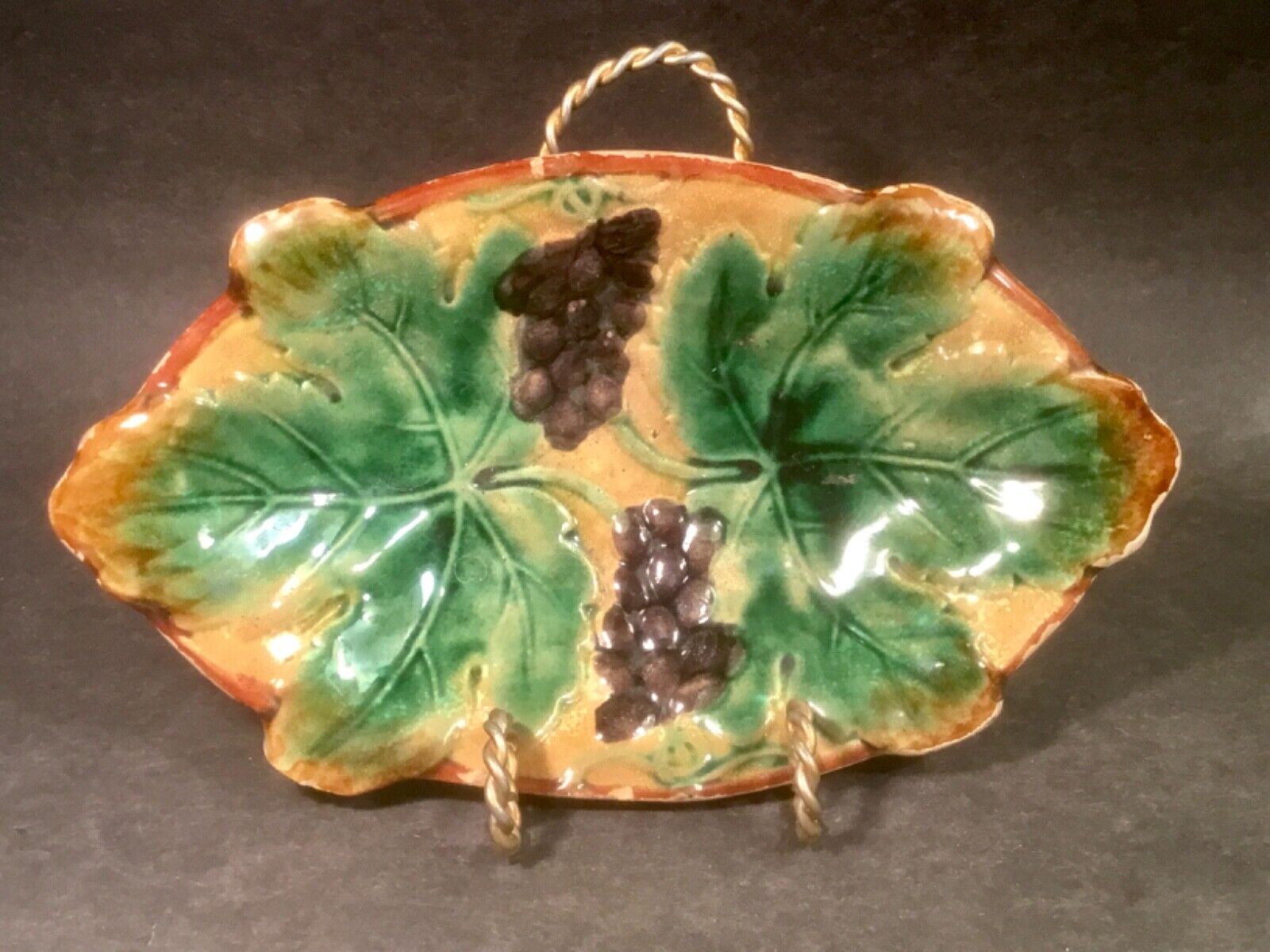 Grapes and Leaves Majolica Tray, 1800s