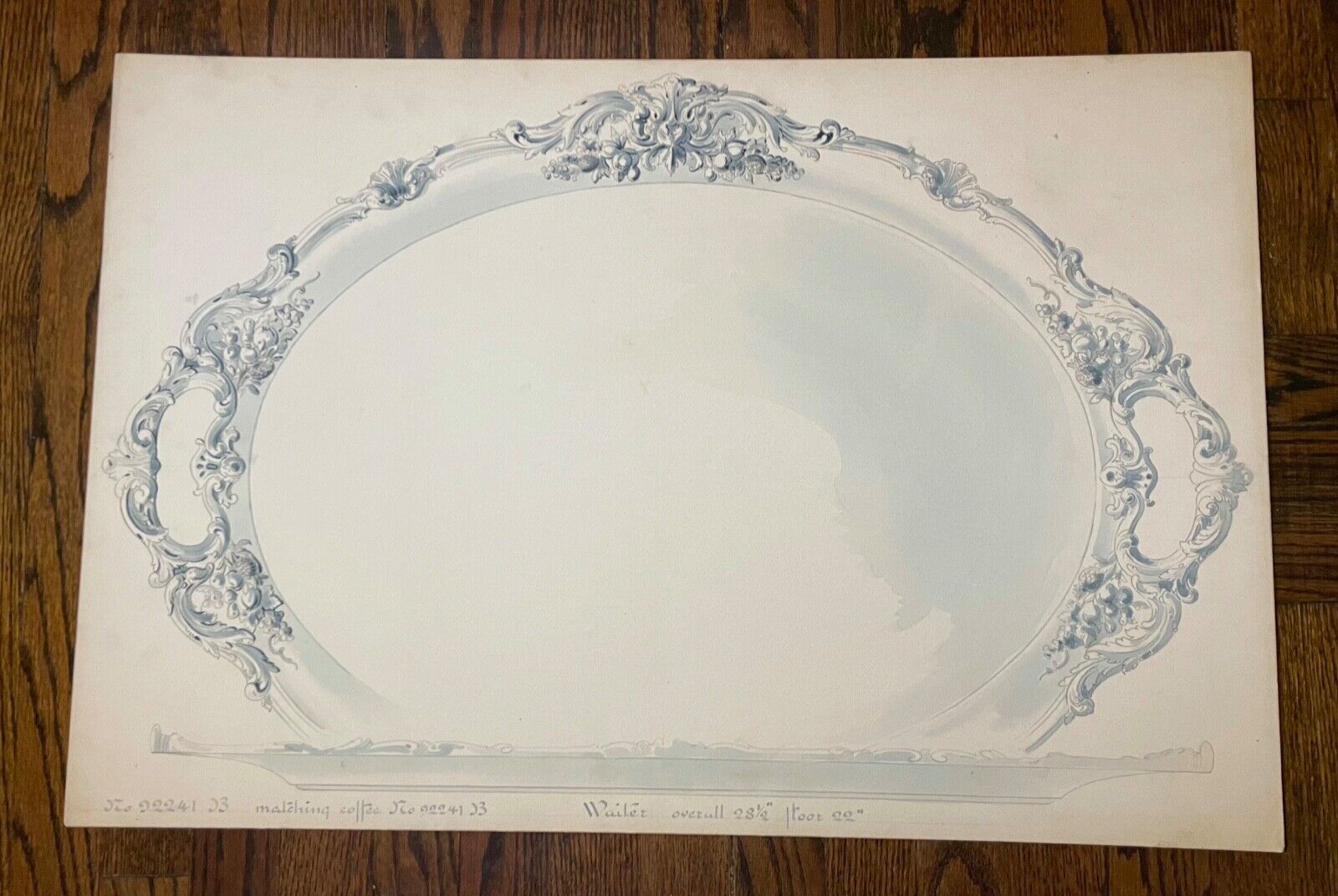 1800s Reed & Barton Silver Serving Tray Blueprint