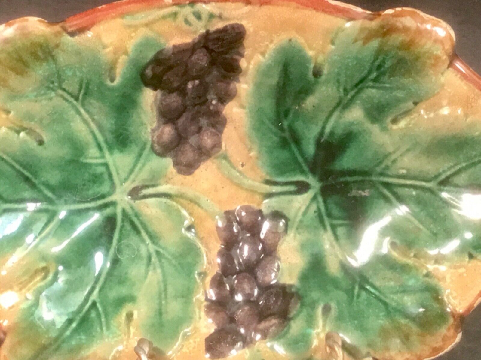 Grapes and Leaves Majolica Tray, 1800s