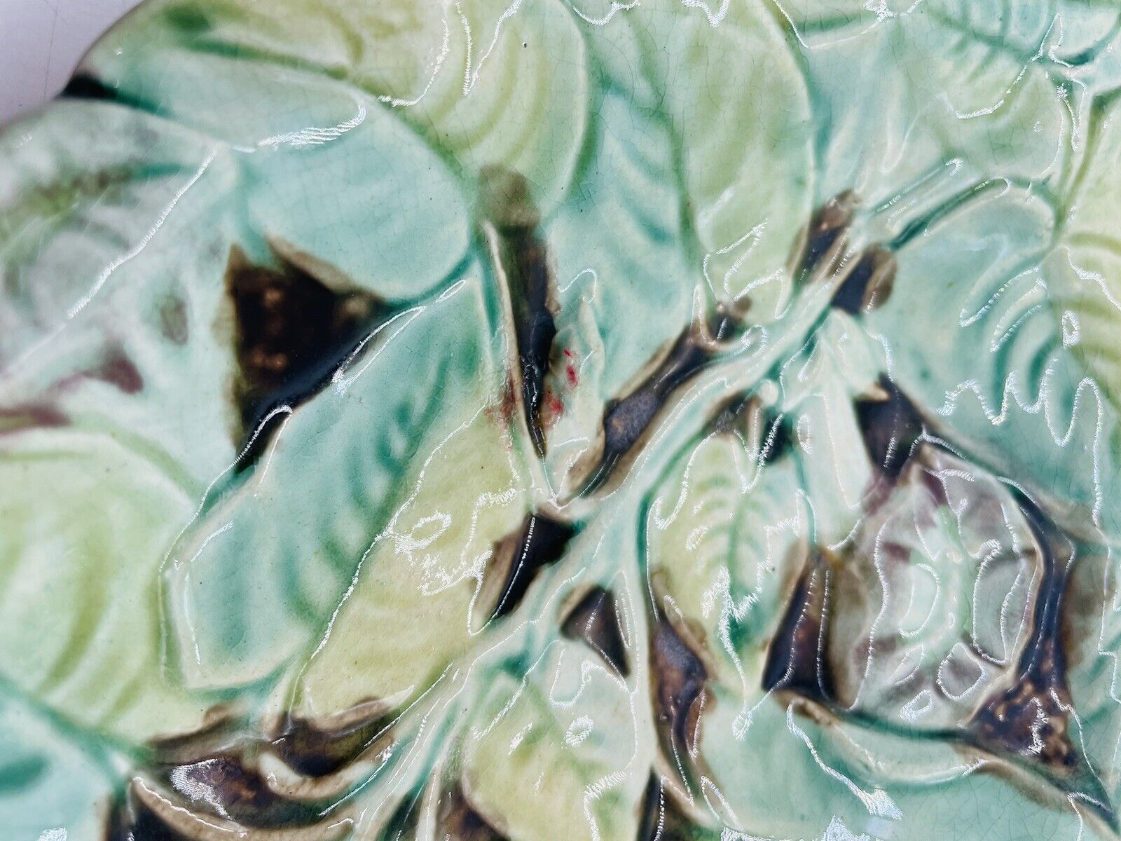 Majolica Morning Glory Flowers Tray, c. 1800s