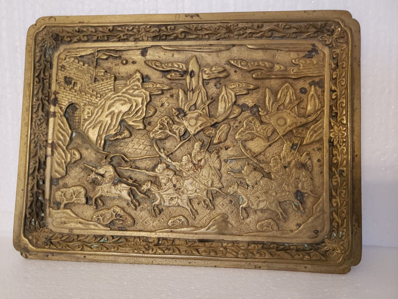 Ming Dynasty Brass Relief Story Tray