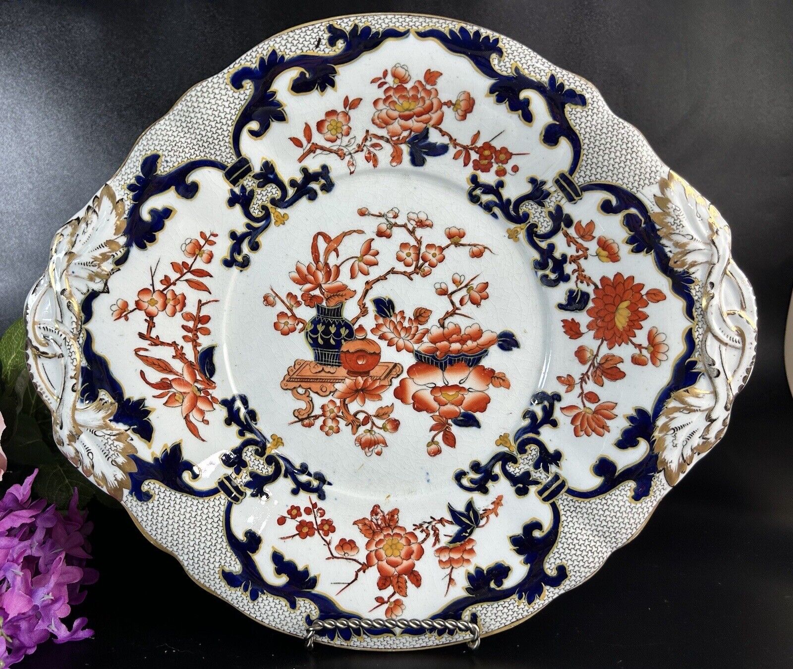 Antique Minton Imari Tray with Double Handles
