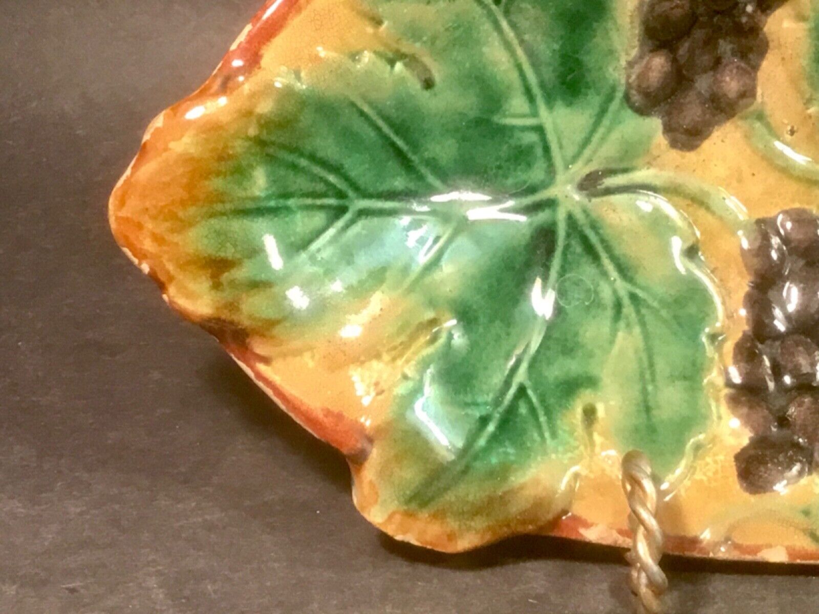 Grapes and Leaves Majolica Tray, 1800s