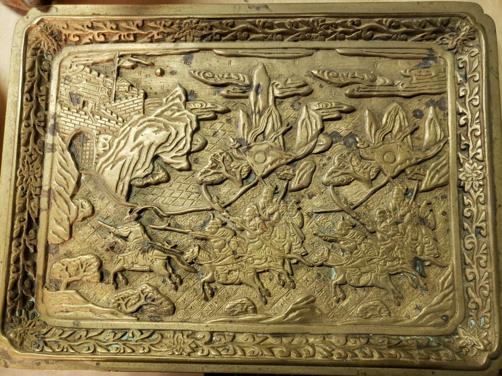 Ming Dynasty Brass Relief Story Tray