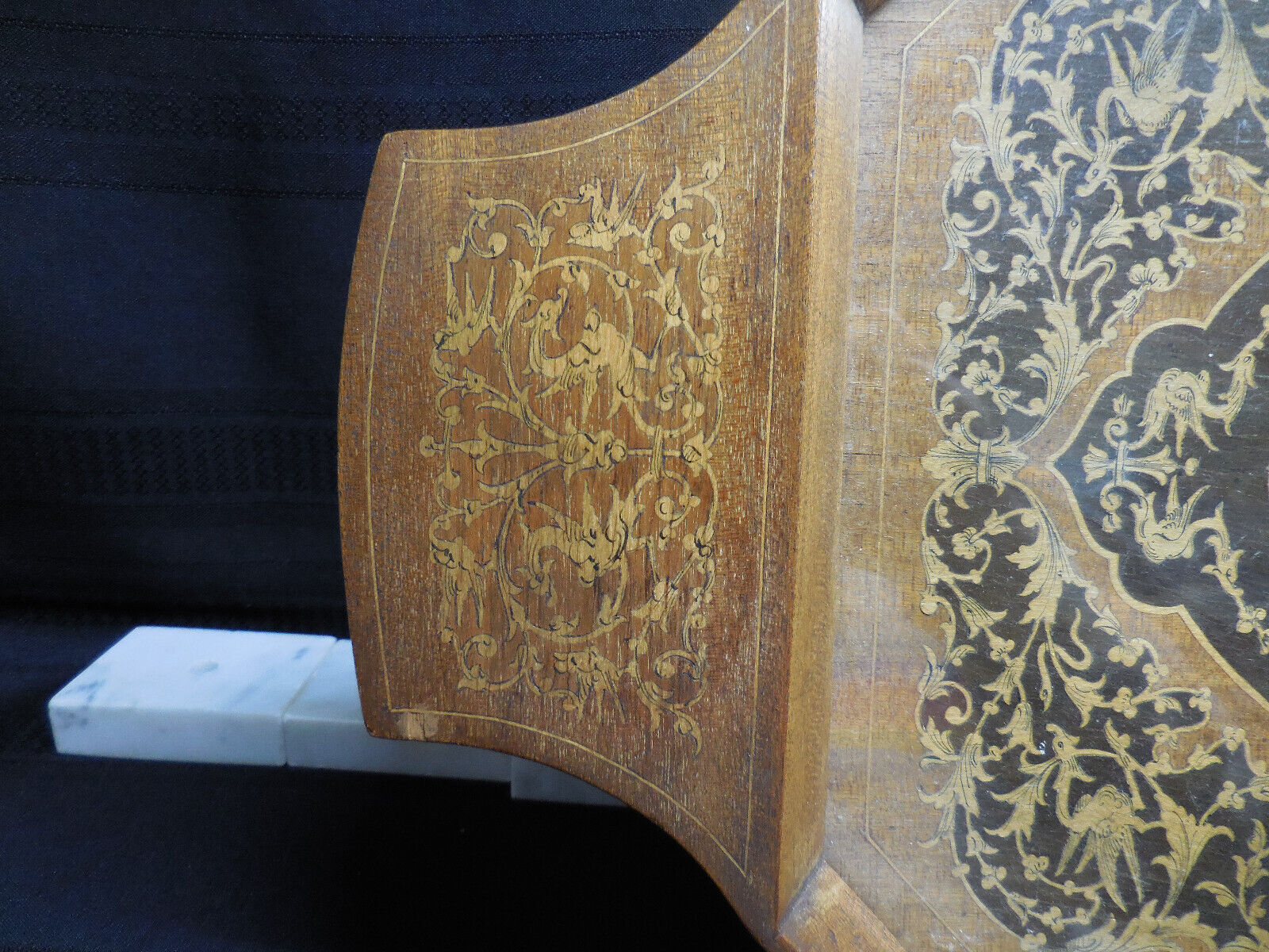 Antique Neoclassical Music Box Wood Serving Tray