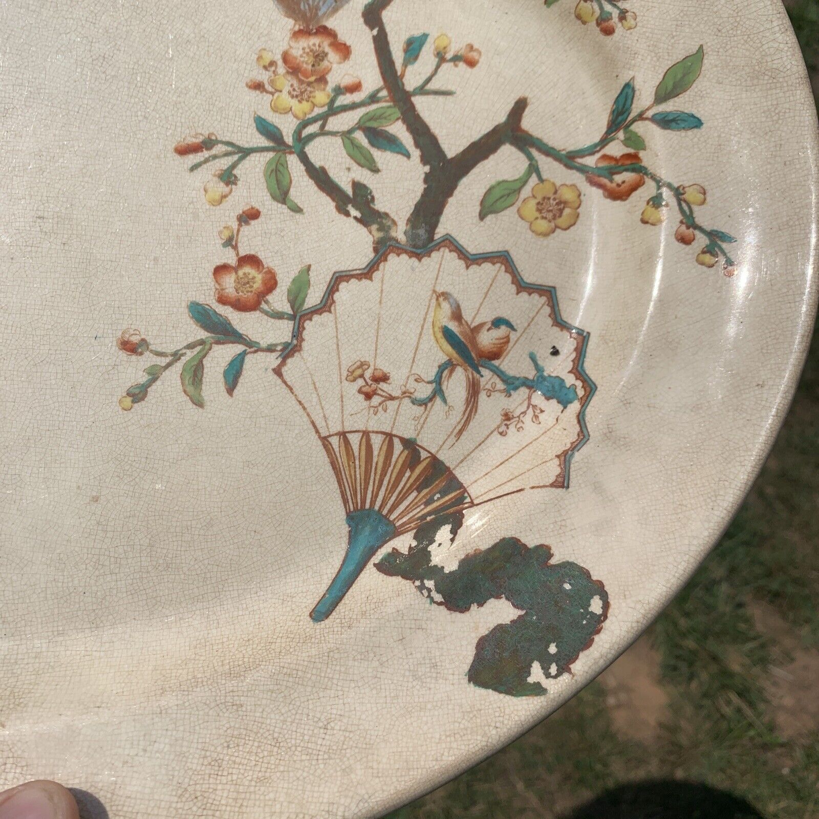 1800's Upper Hanley Pottery Butterfly Fan Platter