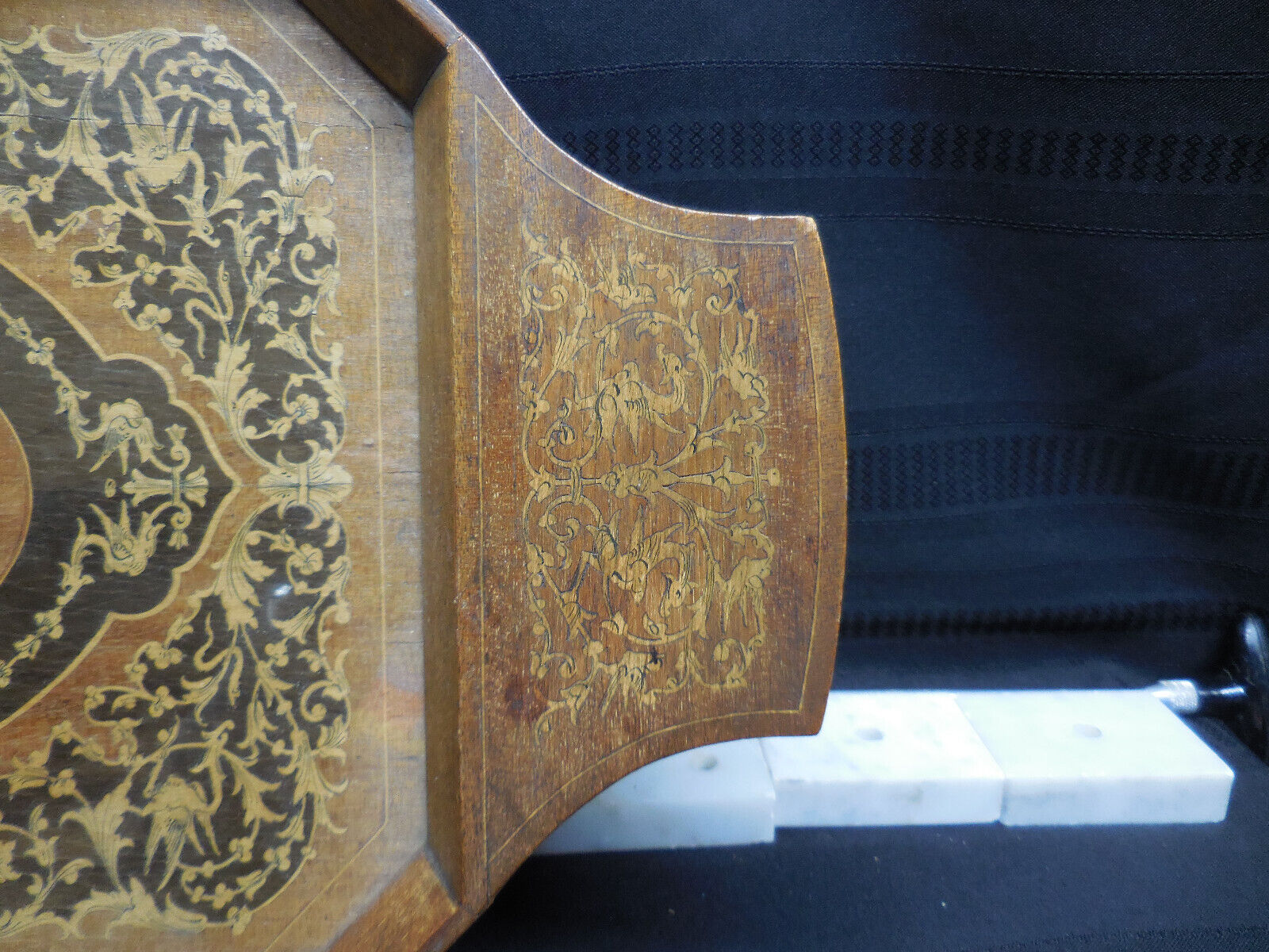 Antique Neoclassical Music Box Wood Serving Tray
