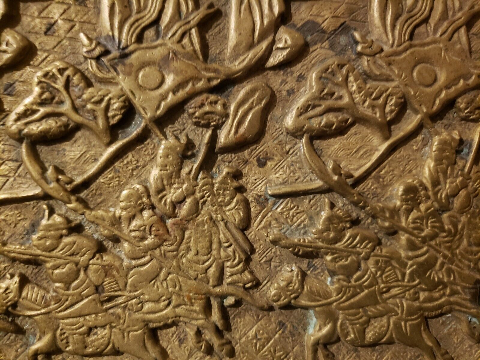 Ming Dynasty Brass Relief Story Tray