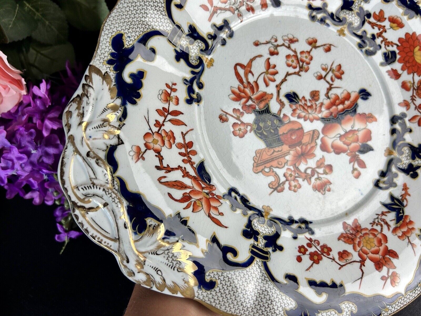 Antique Minton Imari Tray with Double Handles