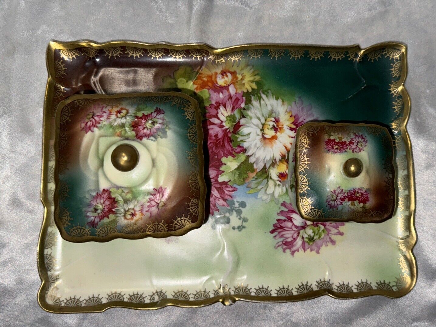 Stunning Antique Hand-Painted German Vanity Set