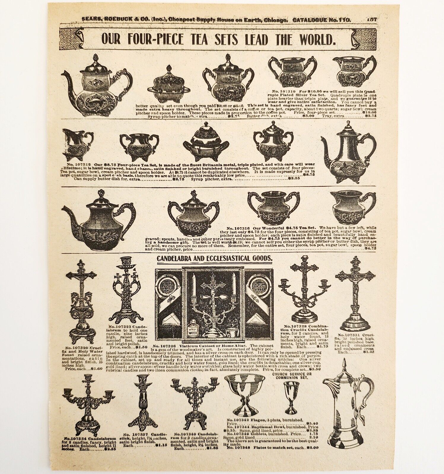 Victorian 1900 Tea Sets Candelabra Advertisement