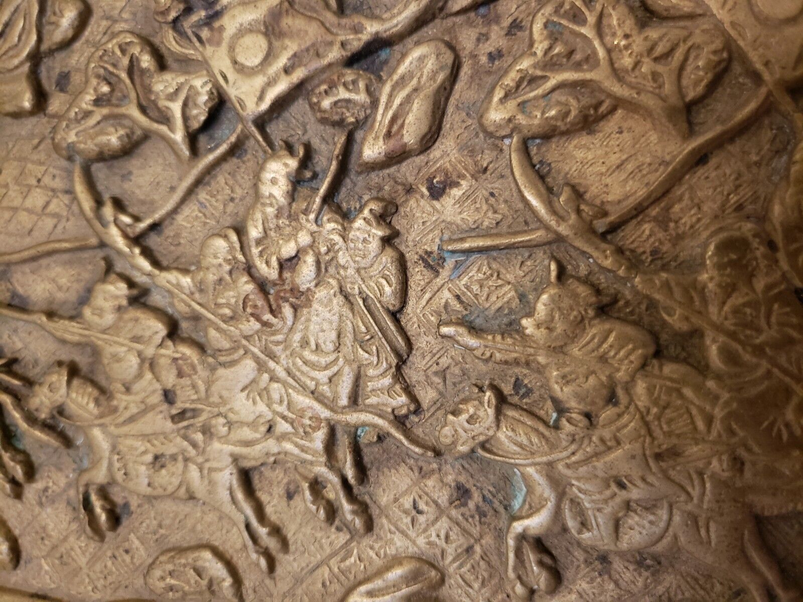 Ming Dynasty Brass Relief Story Tray