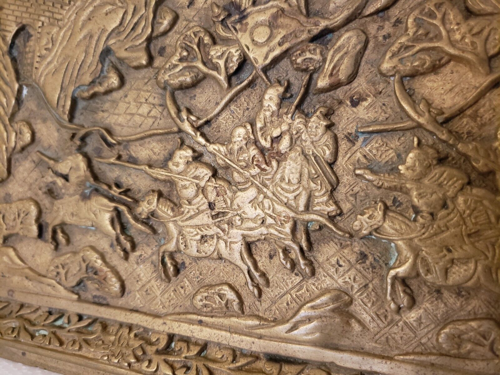 Ming Dynasty Brass Relief Story Tray