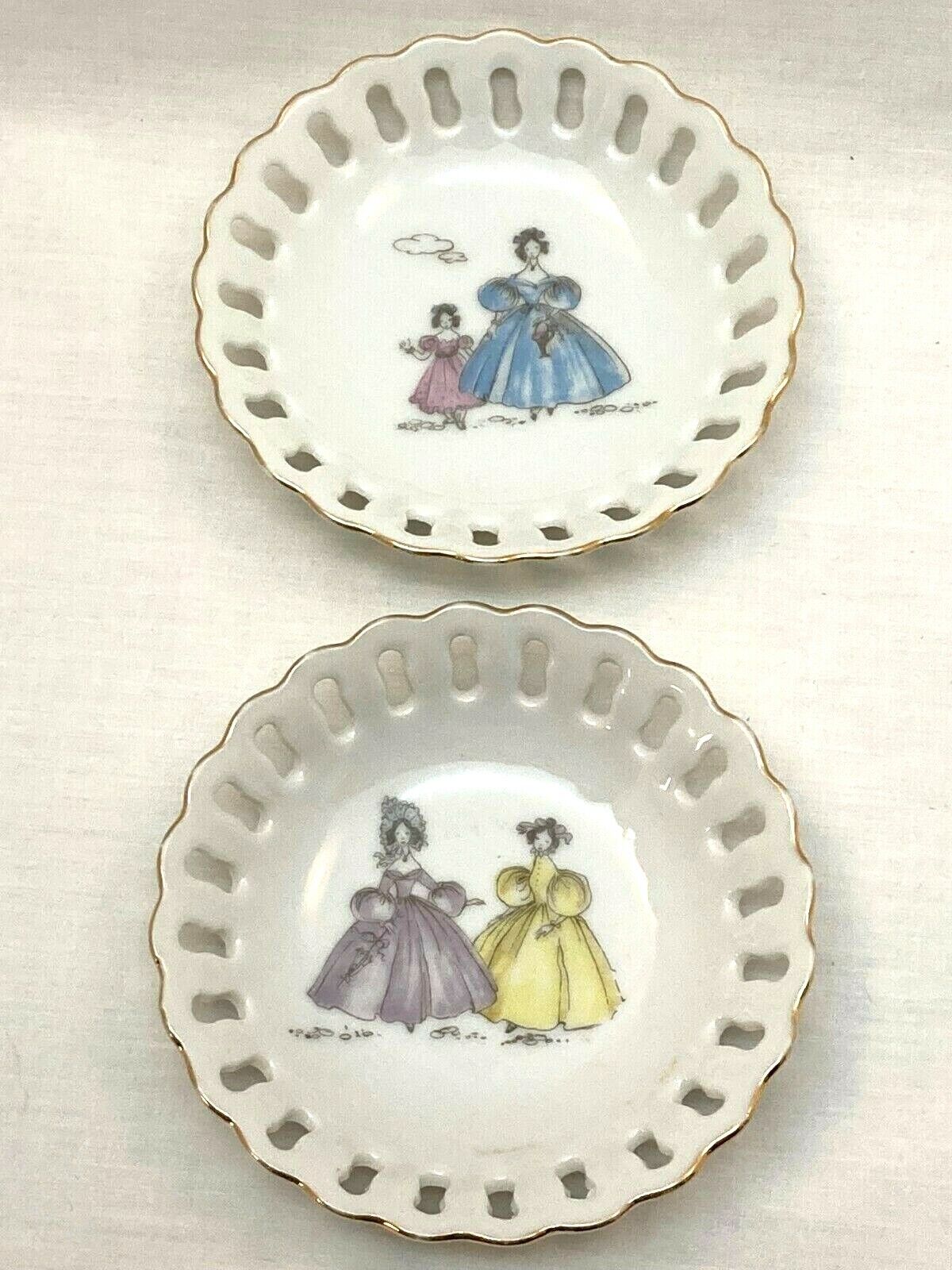 Lefton Hand-Painted Ladies Fashion Trinket Dishes Set