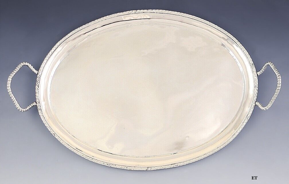 Antique Italian 800 Silver Oval Serving Tray