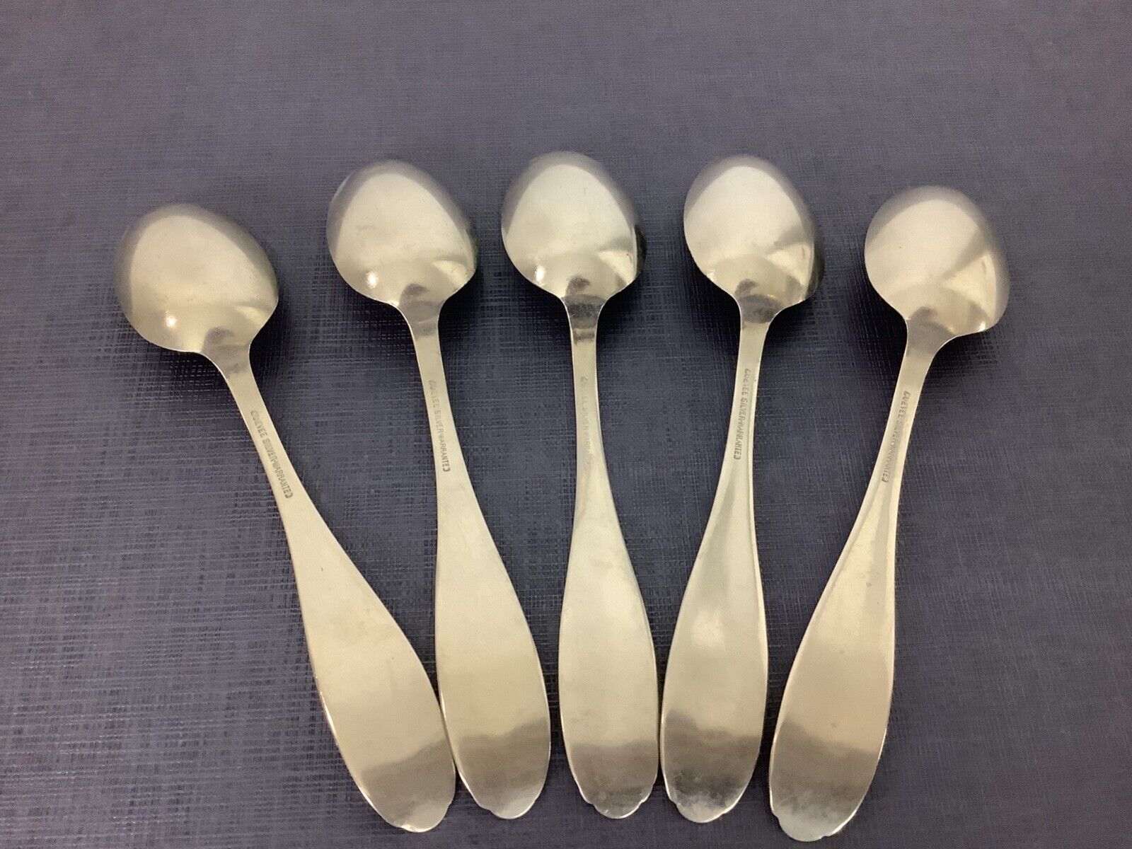 Set of 5 Antique Cuevee Silver Tea Spoons