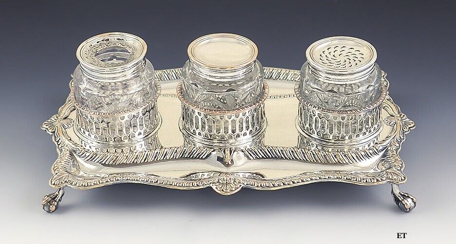 Antique Late 1700s Sheffield Silver Plate Desk Set