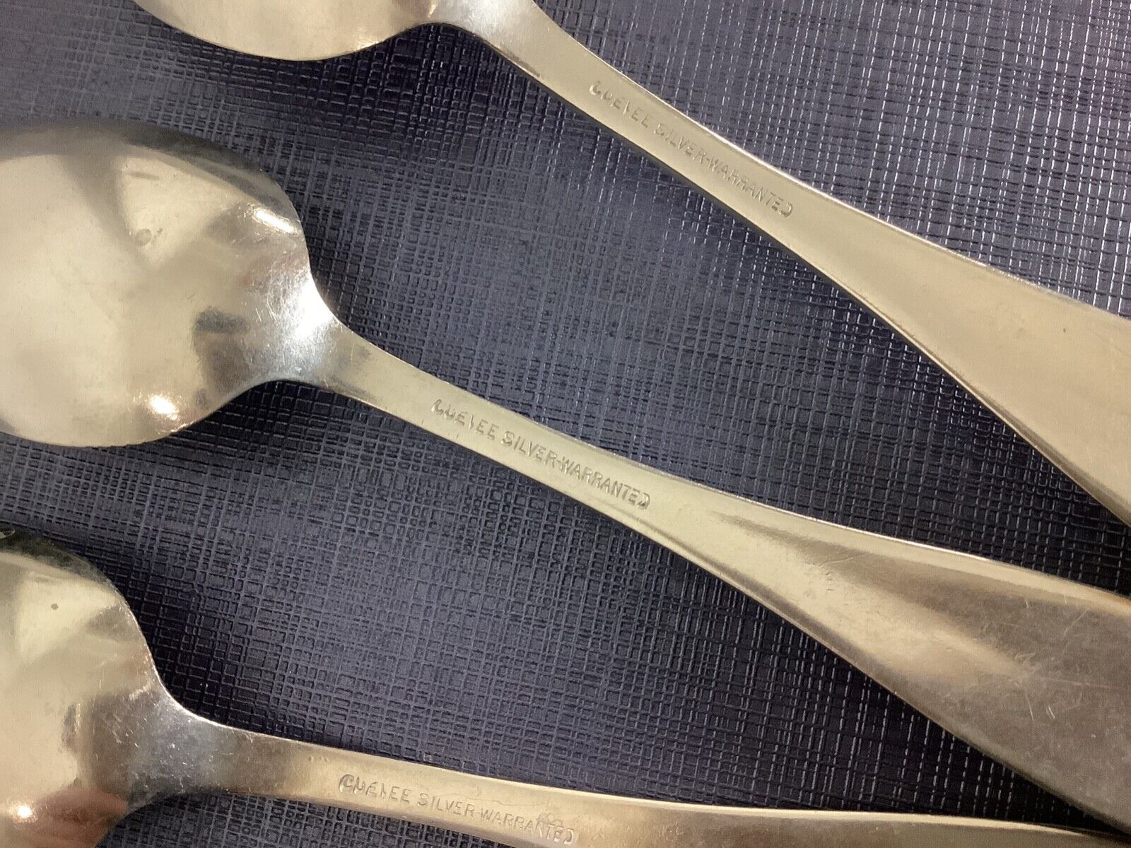 Set of 5 Antique Cuevee Silver Tea Spoons