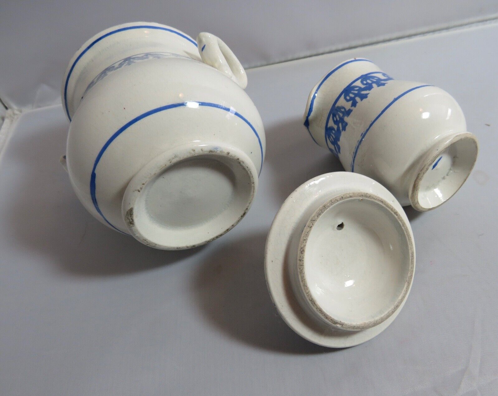 Antique Staffordshire Sponge Child's Tea Set - 3 Pieces