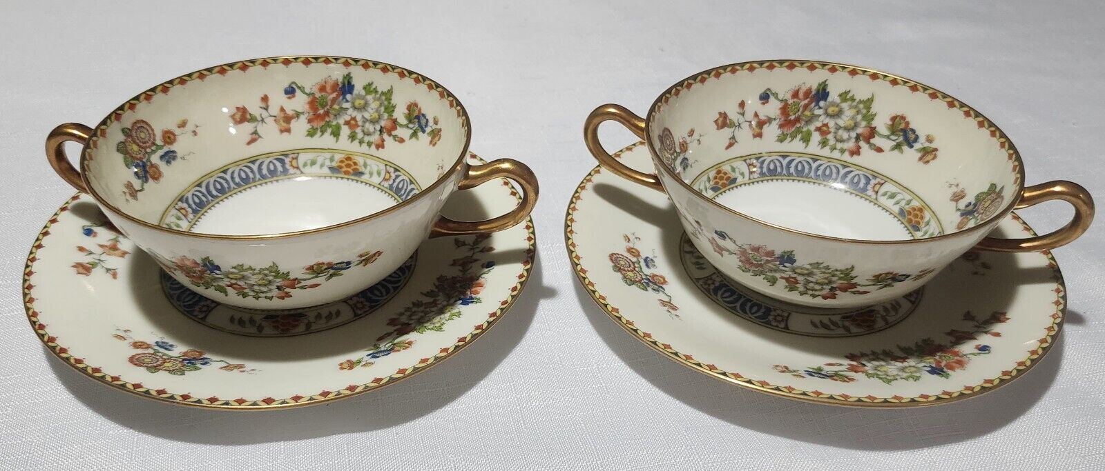 Antique T&V Limoges Soup Bowls and Cups