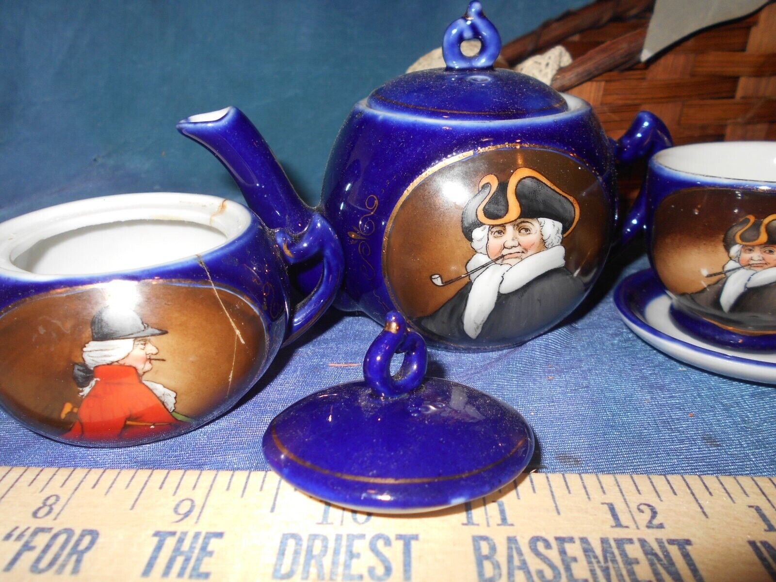 Antique Handpainted 1900s German Teapot Picnic Set