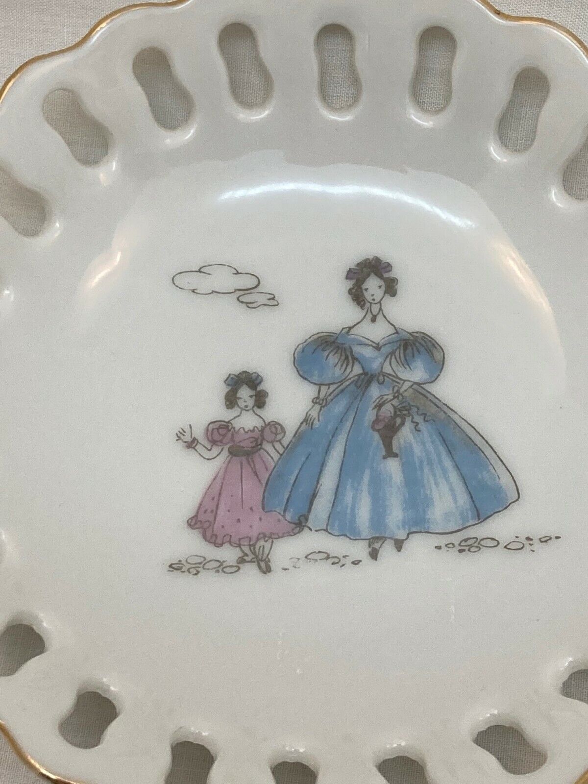 Hand Painted Lefton Porcelain Ladies Trinket Dishes Set