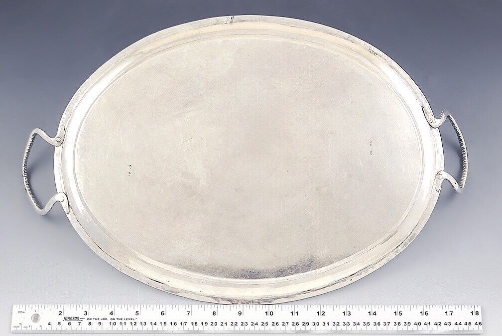 Antique Italian 800 Silver Oval Serving Tray