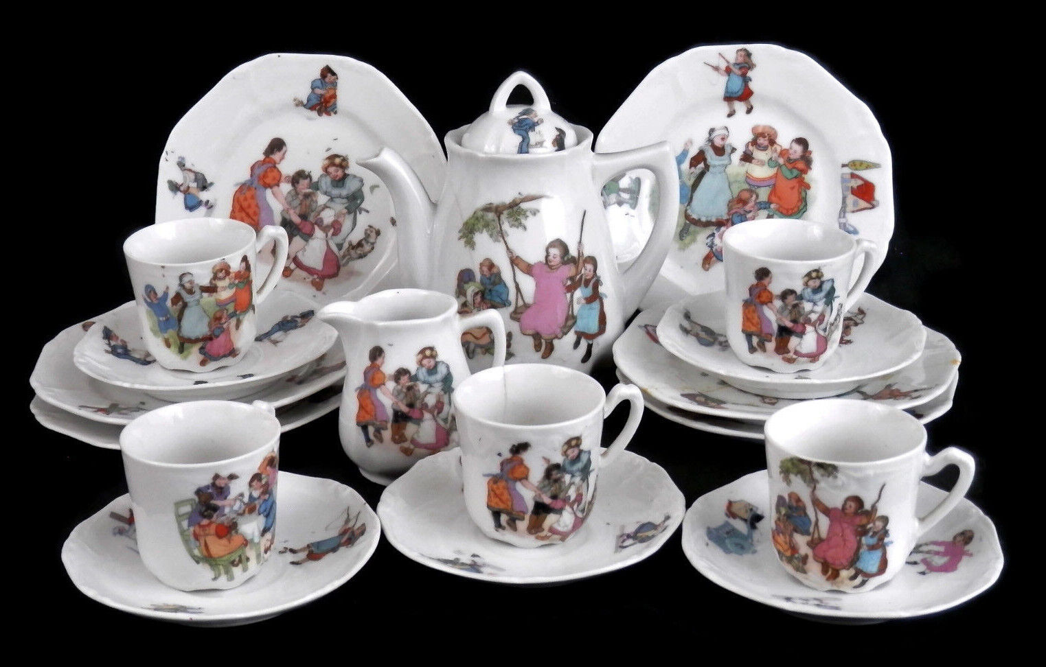 Victorian Child's Toy Tea Set - Kate Greenaway Style